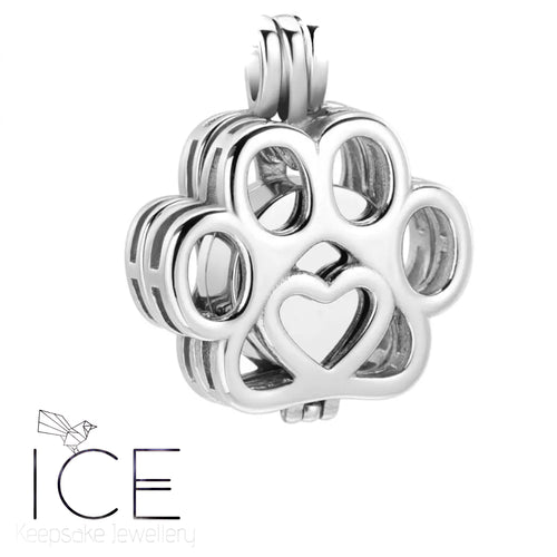 Paw Print Urn Pendant - Stainless Steel