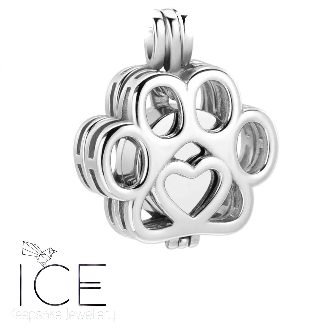 Paw Print Urn Pendant - Stainless Steel