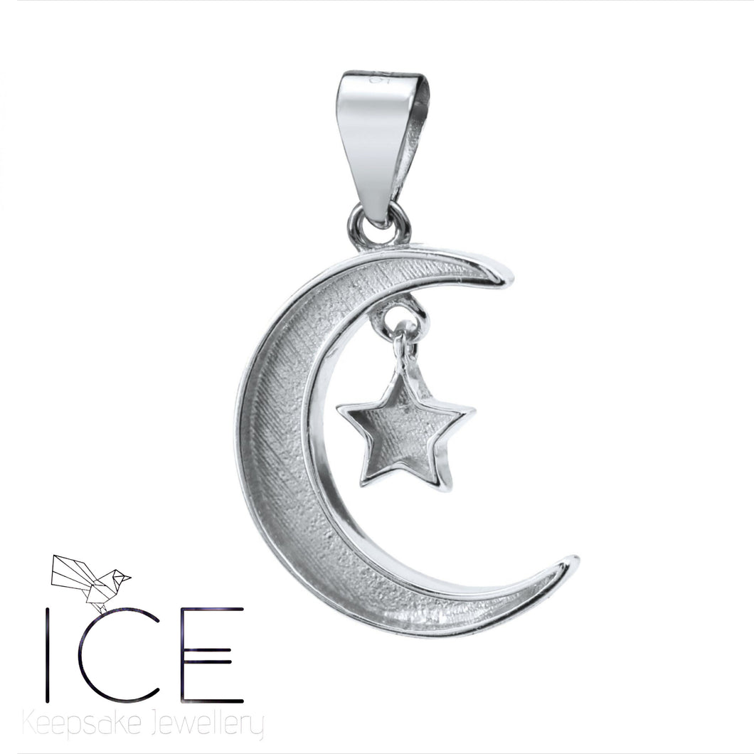 Moon and Back Pendant ~ in Sterling Silver