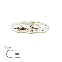 Love Heart Initial Stacker Ring
