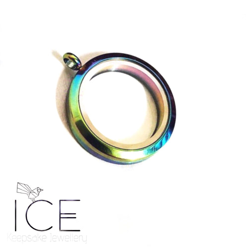 Rainbow Tempered Glass Locket - In Stainless Steel