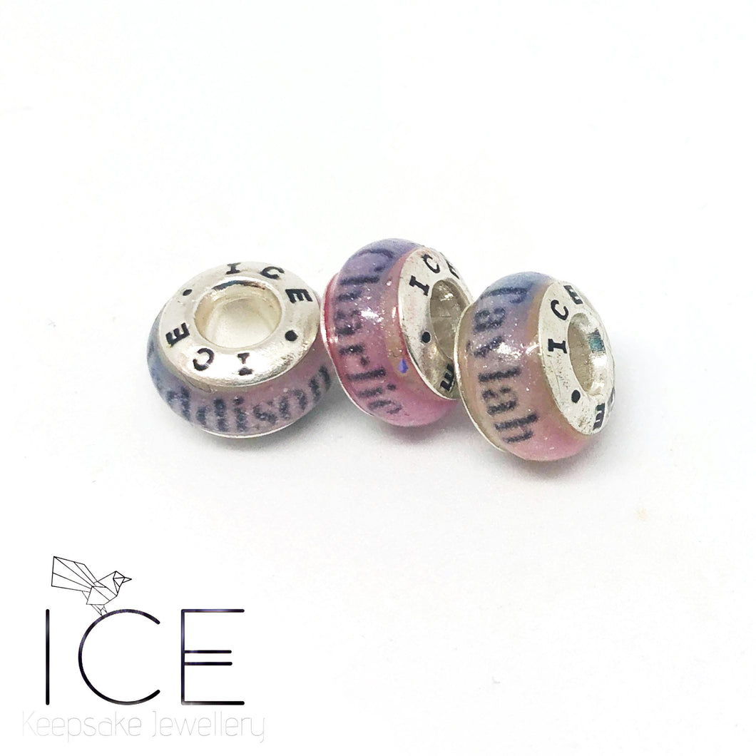 Name OR Date European Charm Bead- NO inclusions